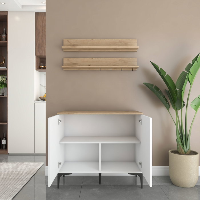 Hanah Home Armario Multiusos Blanco y Nogal